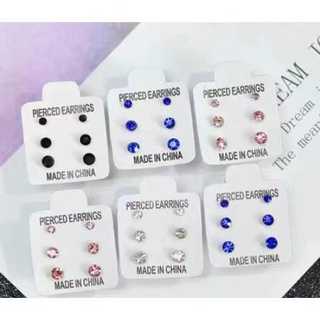 Brincos Strass/Kit 3 Pares /pequena/metal/plasticoo acessórios