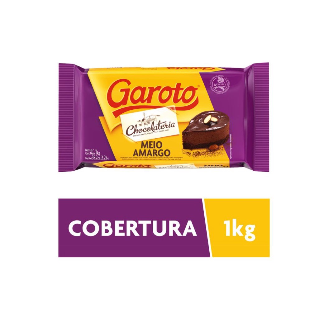 Chocolate Para Cobertura Garoto Meio Amargo 1kg Shopee Brasil 8218