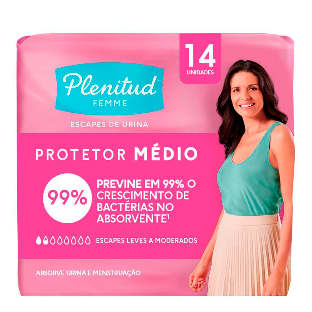 Kit 6 Absorventes Geriatrico Plenitude Femme Médio Com 14 | Shopee Brasil