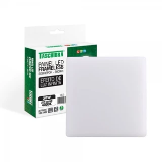 Painel de Led Taschibra Frameless Quadrado Sobrepor 36W Bivolt 4000K Neutro Suave