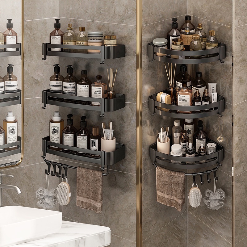 Shampoo Para Banheiro Sem Furos De Parede Chuveiro Com Gancho De Papel  Higiênico Conjunto De Acessórios De Armazenamento - Escorrega o Preço