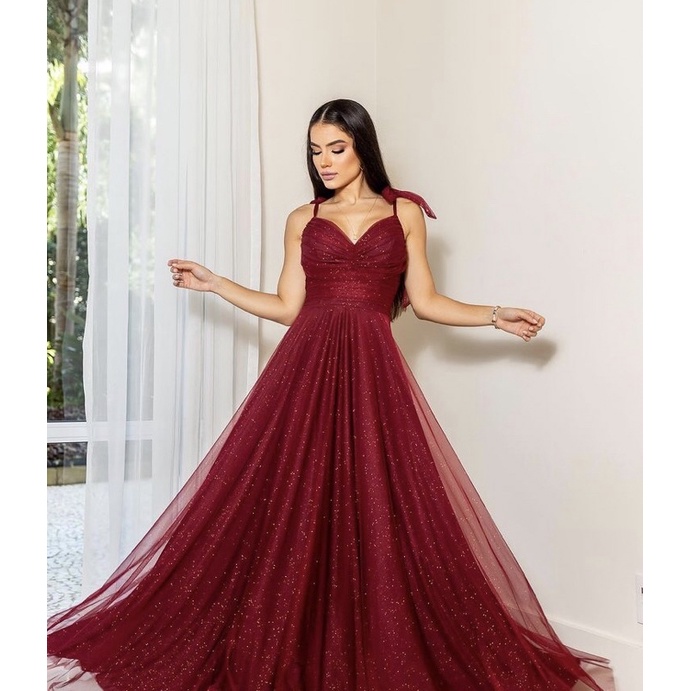 Vestido marsala hot sale com brilho