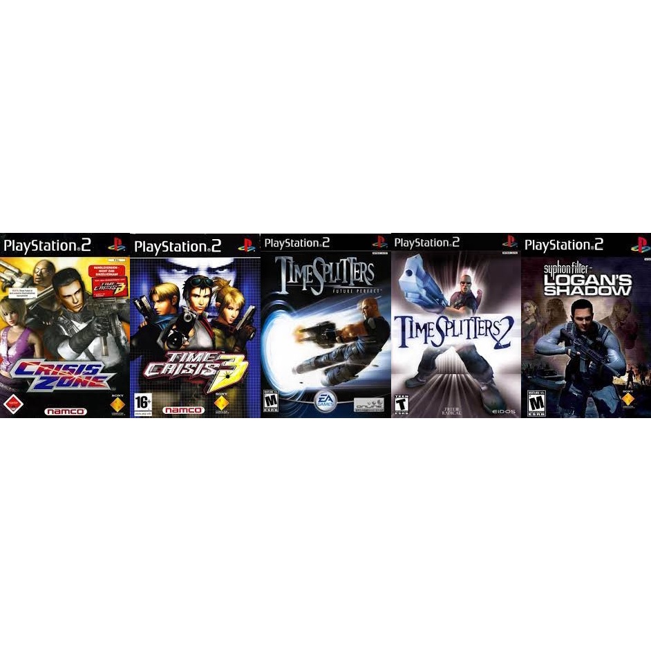 5 JOGOS PS2 TIME CRISIS TIME SPLITTERS SYPHON FILTER ação tiro terceira ...