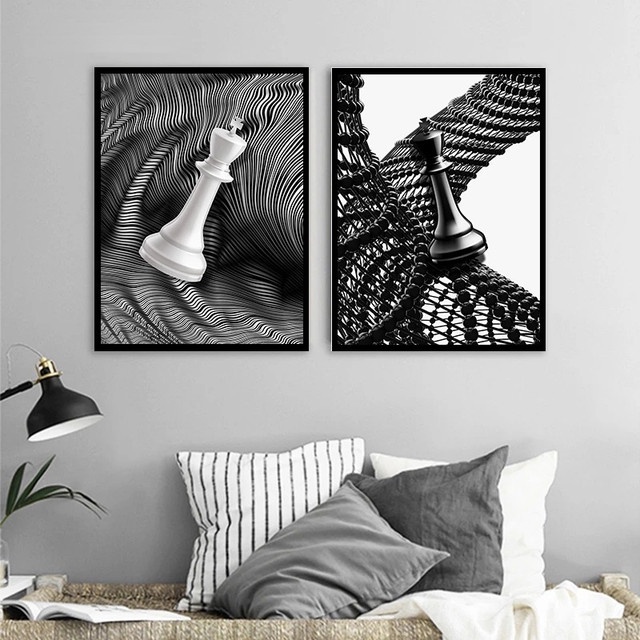 Quadro de xadrez de mármore moderno para decoração do quarto, peças de  xadrez abstratas, peças minimalistas, estilo criativo, luxo acessível,  quente - AliExpress