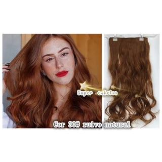 Cabelo aplique tic tac cor 30# ruivo natural parece cabelo humano sem brilho fosco fibra organico 60cm 140gramas