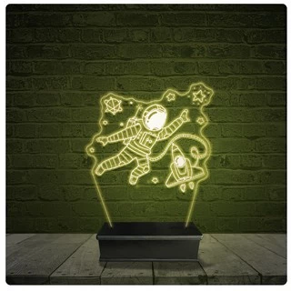 Led Luminária Acrílico Abajur - Astronauta Desenho 34