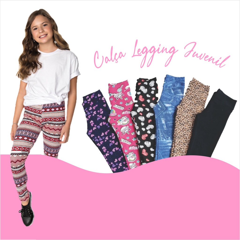 Comprar Calça Legging Juvenil Suplex Cós Alto Básica - a partir de