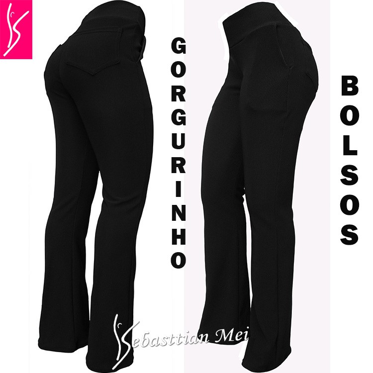 Calça feminina social preta, do P ao plus size 64/66, bolsos frente e  atrás, cintura alta, tecido gorgurinho, gramatura alta, boa elasticidade.