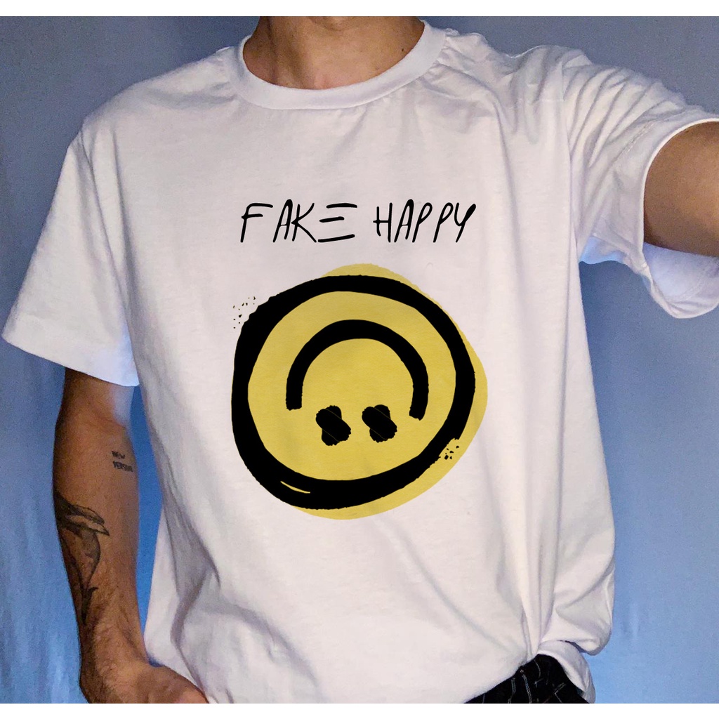 T-Shirt Paramore Fake Happy - Camiseta Unissex