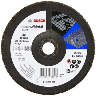 Disco Flap 180mm Bosch Grão 40 Standard for Metal Curvo Fibra de Vidro