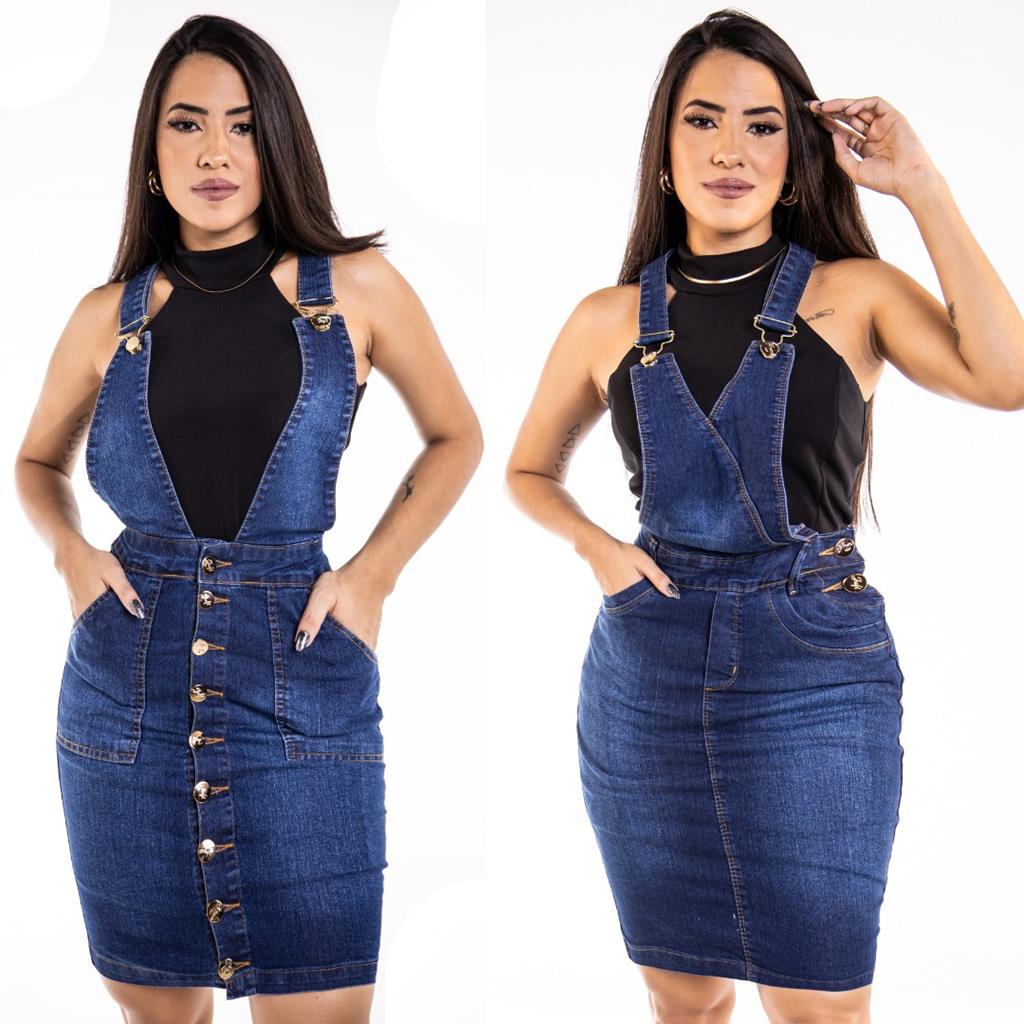 Jardineira Salopete Jeans ESCOLHA SEU MODELO Moda Feminina Evangelica Midi Lycra