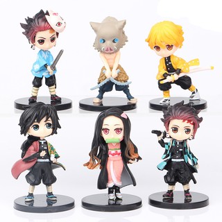 Conjunto de bonecos de topo de bolo Demon Slayer (Kimetsu no Yaiba) com 6  materiais de festa para decoração de bonecos de desenho de aniversário :  : Brinquedos e Jogos