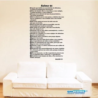 Adesivo Decorativo De Parede De Frase Salmo 91 Completo decore sua casa, apartamento, sala, quarto, cozinha, corredor, escritório.