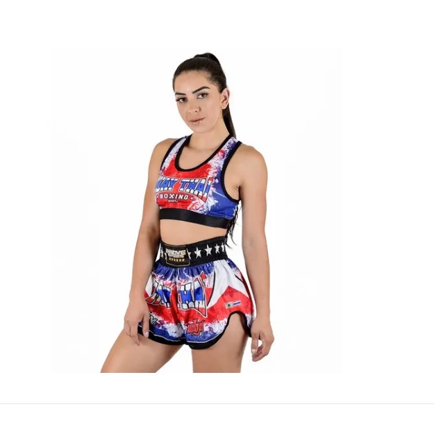 Kit Muay Thai Feminino Treino Top E Short Thai Boxing