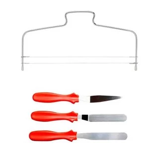 Kit Nivelador E Jogo Com 3 Espatulas Para Confeitar Bolos Alta Qualidade