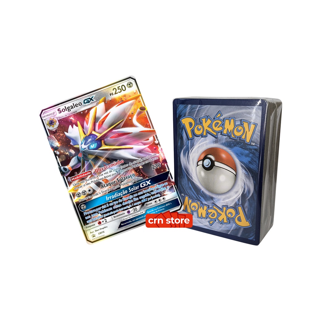 Carta Pok Mon Lend Rio Solgaleo Gx Com Lote Cartas Sem Repetidas Shopee Brasil