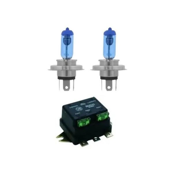 Par Lâmpadas Farol Super Branca 100/90w H4 12v + Rele Duplo