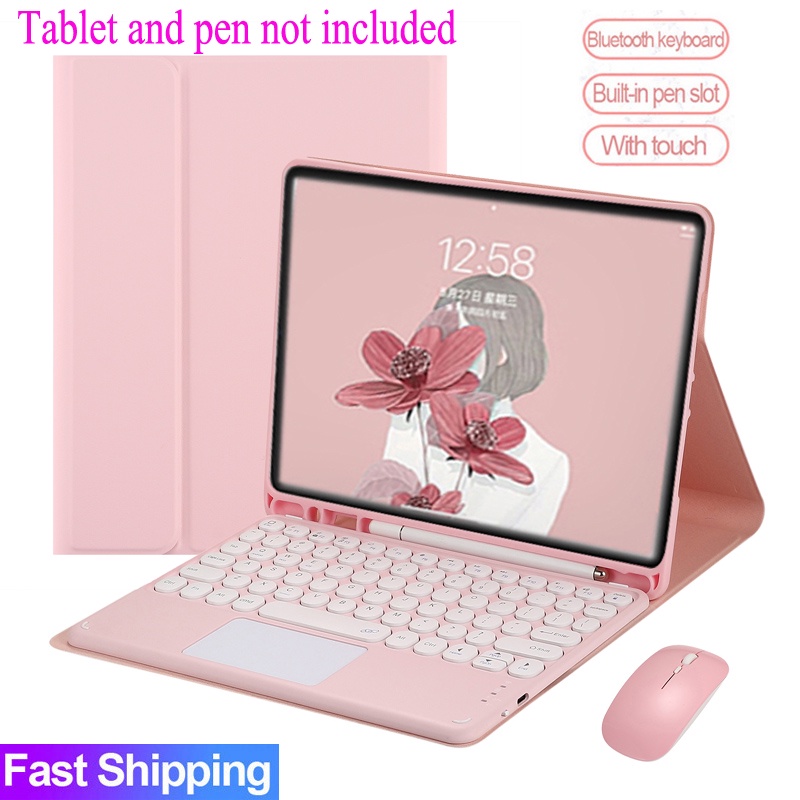 Capa Com Teclado Touch pad Para Samsung Galaxy Tab S6 Lite A8 S9 A9 + S7 + S8 + S9 FE Redondo Touchpad Bluetooth De Mouse