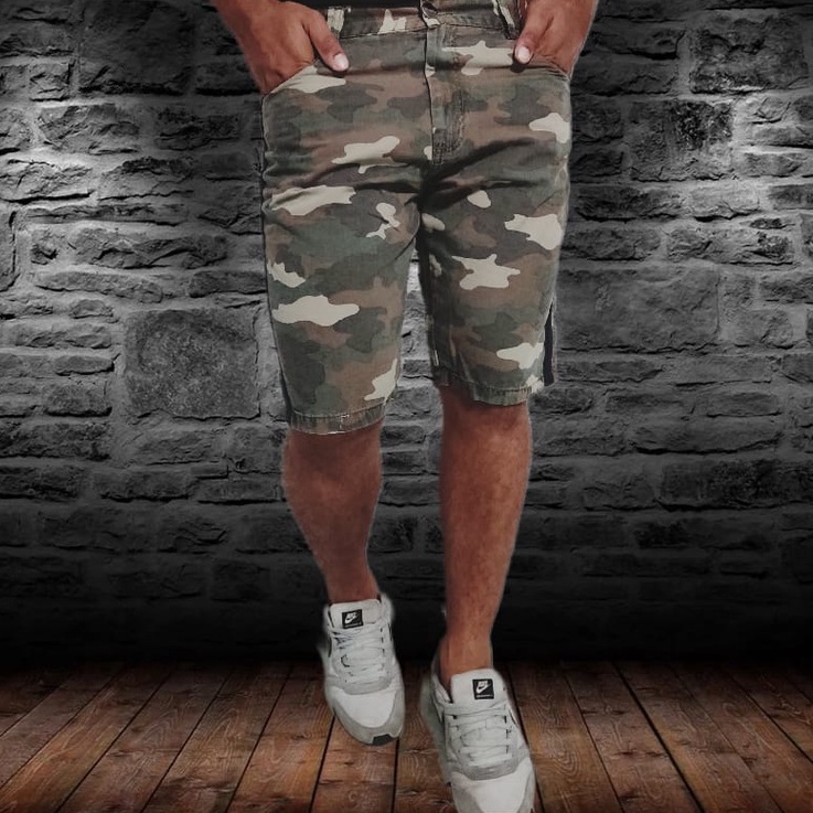 Bermuda jeans sale camuflada masculina