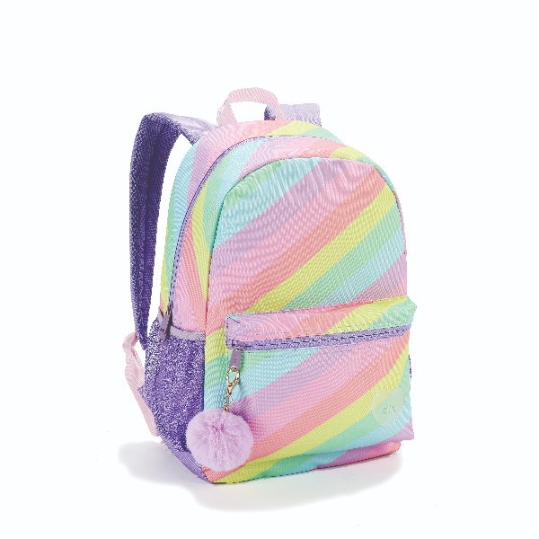 Mochila Escolar Infantil Juvenil De Costas Grande Arcoiris Kawai Feminina