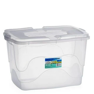 Kit 3 Cesto Organizadoras 34 Litros Transparente Organizador Caixa Multiuso Resistente Com Alça Reforçado
