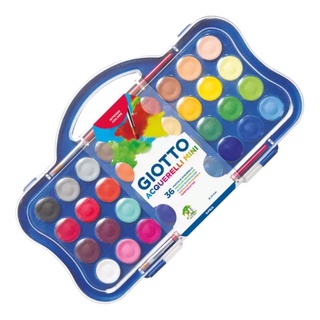 Aquarela Escolar em Pastilha GIOTTO Mini 23mm c/ 36 cores + 2 Pincéis