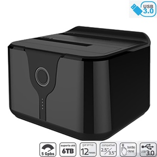 Dockstation Duplicador 2 Hds Usb 3.0 Hd Sata 2.5 E 3.5 Função Clonar