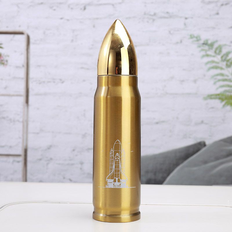 Garrafa Térmica De Inox em Formato de Bala De Fuzil - 500ml