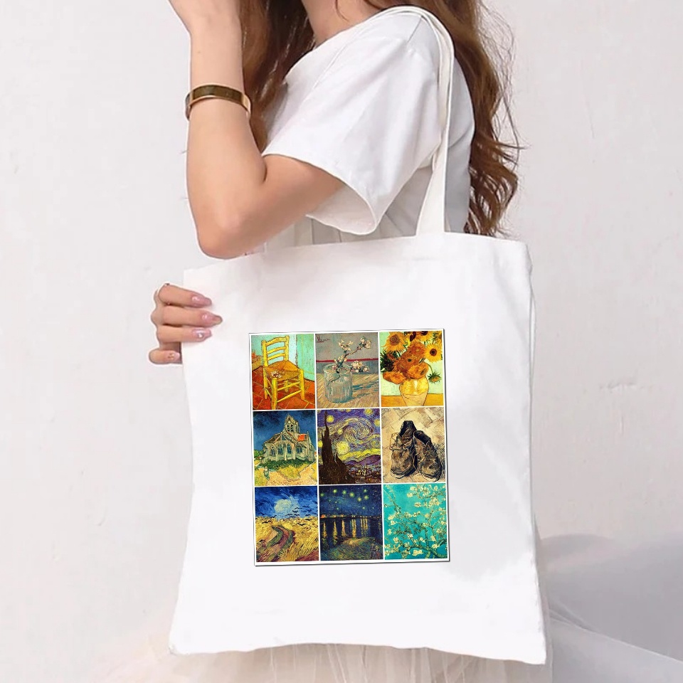 bolsa sacola Van gogh ecobag com ziper