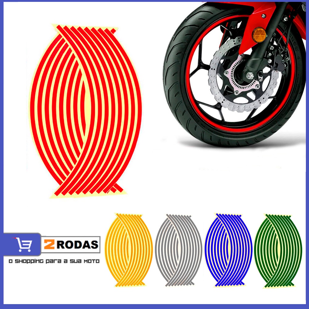 Adesivo de roda refletivo 8 mm p/ moto