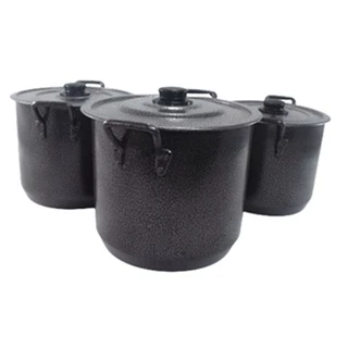 Jogo de Caldeirão Alumínio 3 Peças Preto-Craqueado