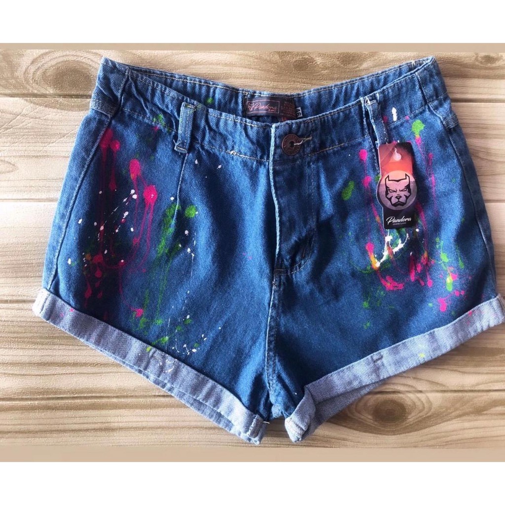 Short neon 2024 feminino jeans