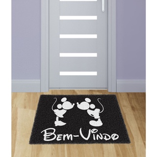 Tapete Capacho Bem-vindo Beijo Mickey E Minnie Porta De Entrada