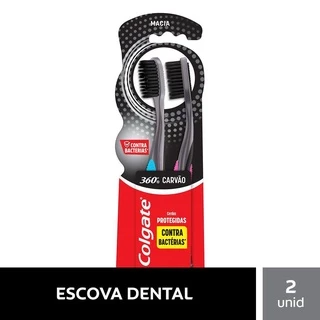 Escova Dental Colgate 360 Carvão com 2 unidades em Oferta na Shopee