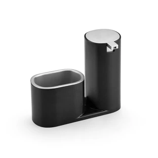 Dispenser Porta Detergente E Bucha Preto Cromado Fosco Luxo Cozinha Arthi