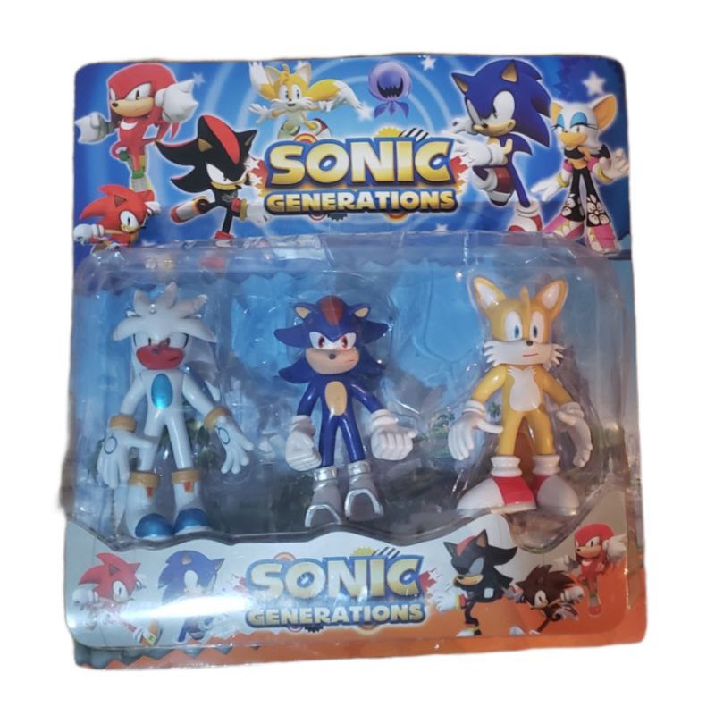 Cartela kit com brinquedos bonecos do Sonic Filme