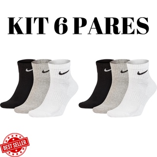 Kit 6 ou 3 pares de meia cano médio alto 80% algodão TODAS DE UMA MARCA