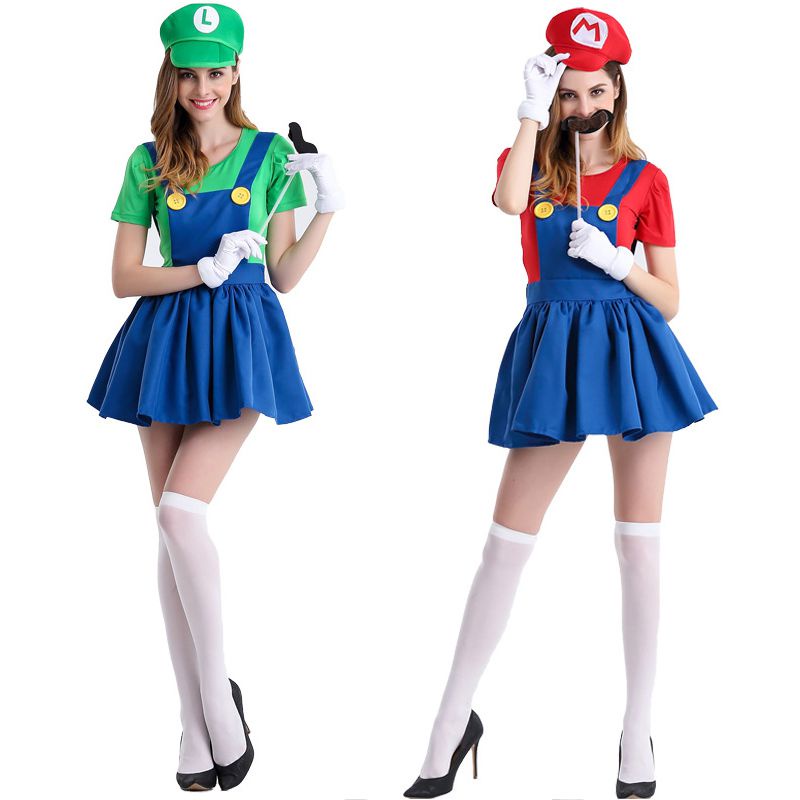 Fantasia Feminina De Super Alta Qualidade Mario Bros Luigi Com Design ...