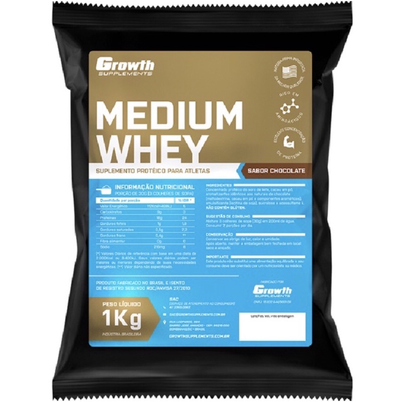 Whey Protein Medium 1kg – Growth Suplementos