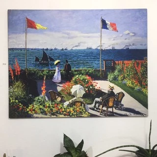 Quadro Claude Monet O Jardim em Sainte-Adresse Obras de Artes em Tela Acetinada