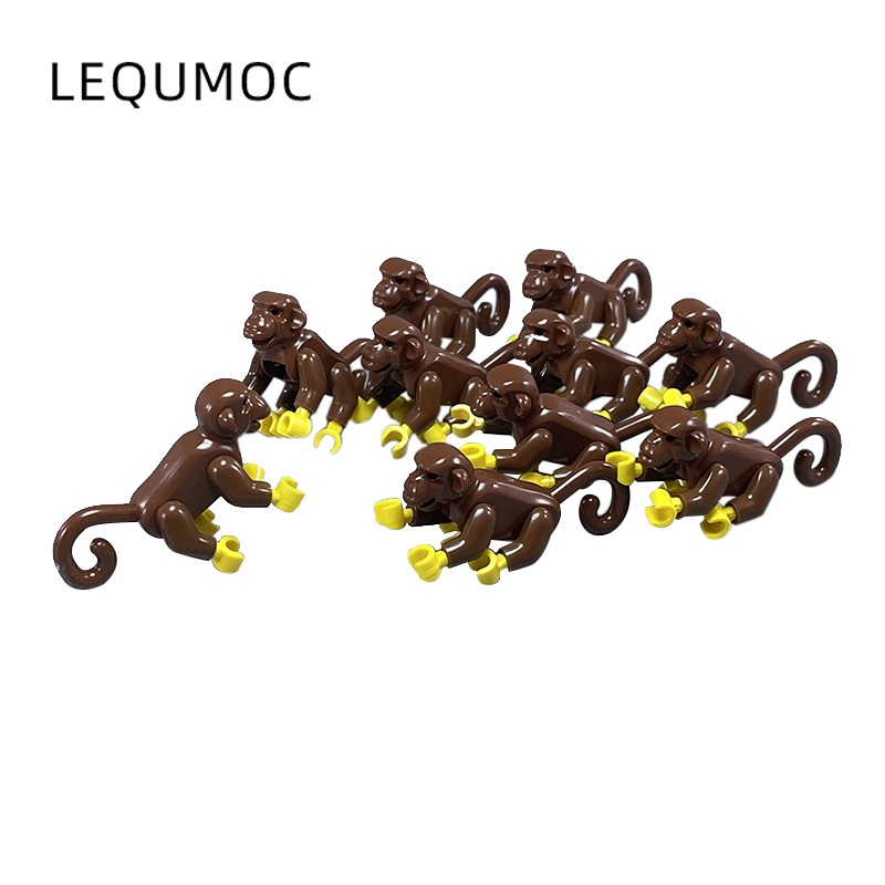 Brinquedo Blocos De Construção lego Peças Animais Macaco Marrom 5pçs