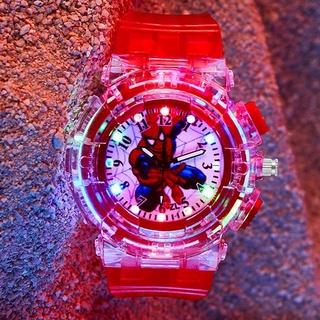 Desenho Animado Kids Spiderman Watch LED Light Relógios Para Meninas Estudantes Relógio Analógico Flash Colorido Hello Kitty , Congelado , Patrulha De Patas , Entre Nós , Ultraman