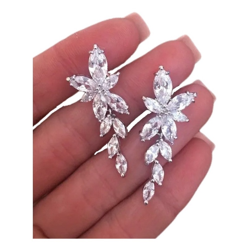 Brinco Noiva Pedra Zirconia Prata Festa Debutante Delicado casamento madrinha formatura antialergico