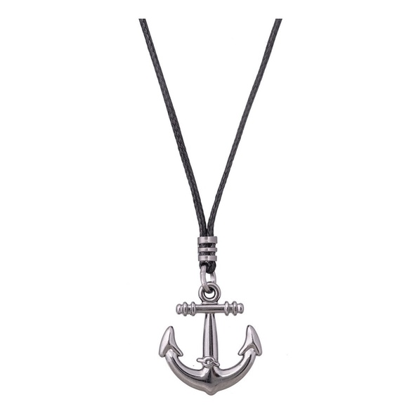 Colar Cordão Ajustável Masculino E Pingente Âncora Aço Inox