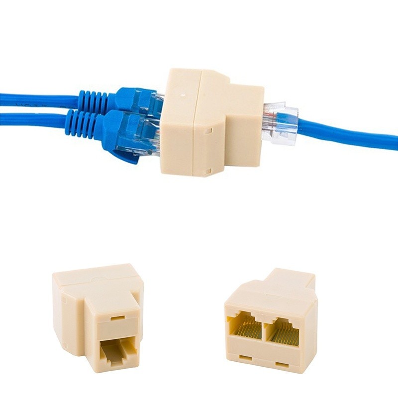 1 Para 2 RJ45 Ethernet LAN Cabo De Rede Extender Splitter Adaptador Conector Plug
