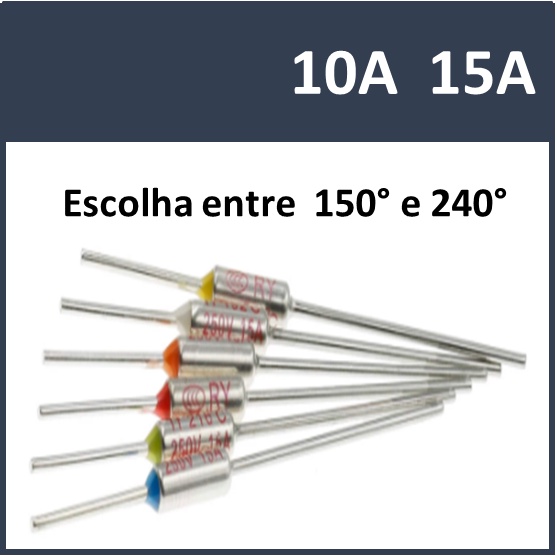 Fusível Térmico 10A 15A 150 165 172 184 192 240 Graus 250V Panela Elétrica Arroz Airfryer Ferro Passar Eletrodomésticos Uso Geral