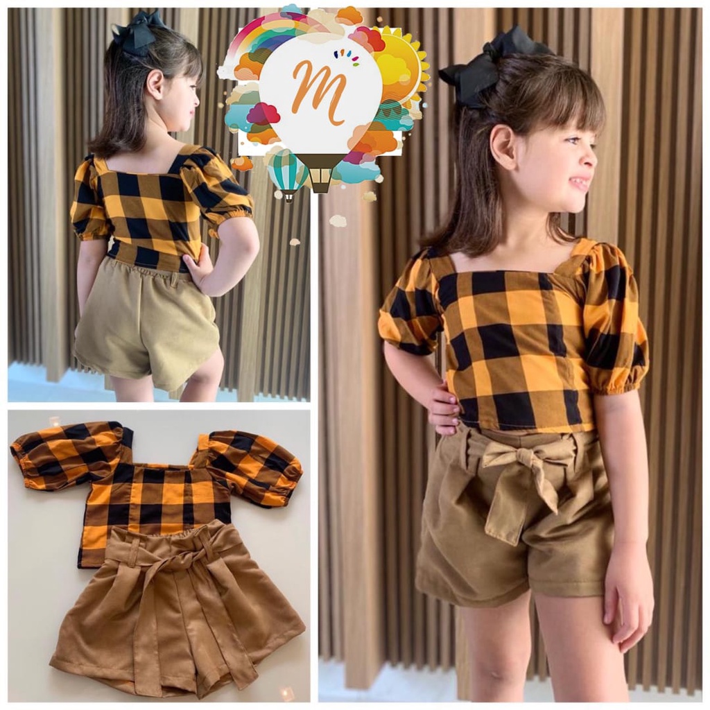 Conjunto Infantil Blusa Saia e Colete Xadrez