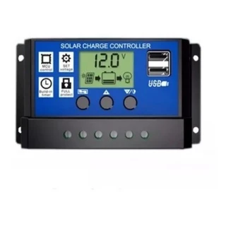 Controlador De Carga Solar 10a/20a/30a Pwm 12v/24v 2 Portas Usb
