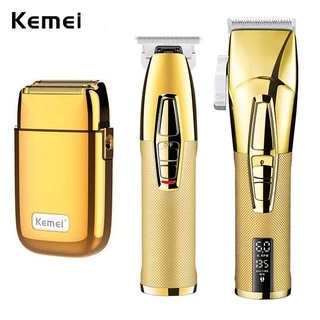 Kemei Profissional Máquina De Cortar Cabelo Corte De Barber Kit Combos 0 Milímetros Aparador Acabamento Barbeador Elétrico Dos Homens