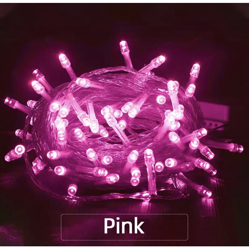 Pisca Pisca LED Natal 100 Lampadas Transparente 8 Efeitos 10 Metros Rosa 220V